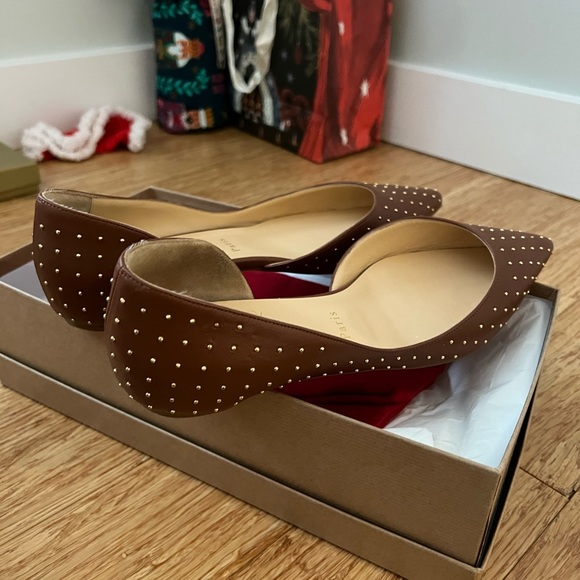 Christian Louboutin IRIZA PLUME Studded Leather Brown Ballet Flats, 40 - Picture 4 of 7